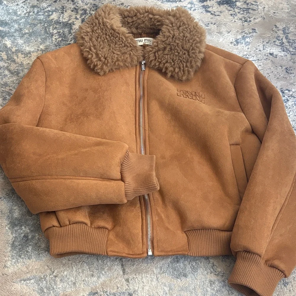 Miu Miu Tan Shearling Jacket - Picture 1 of 9